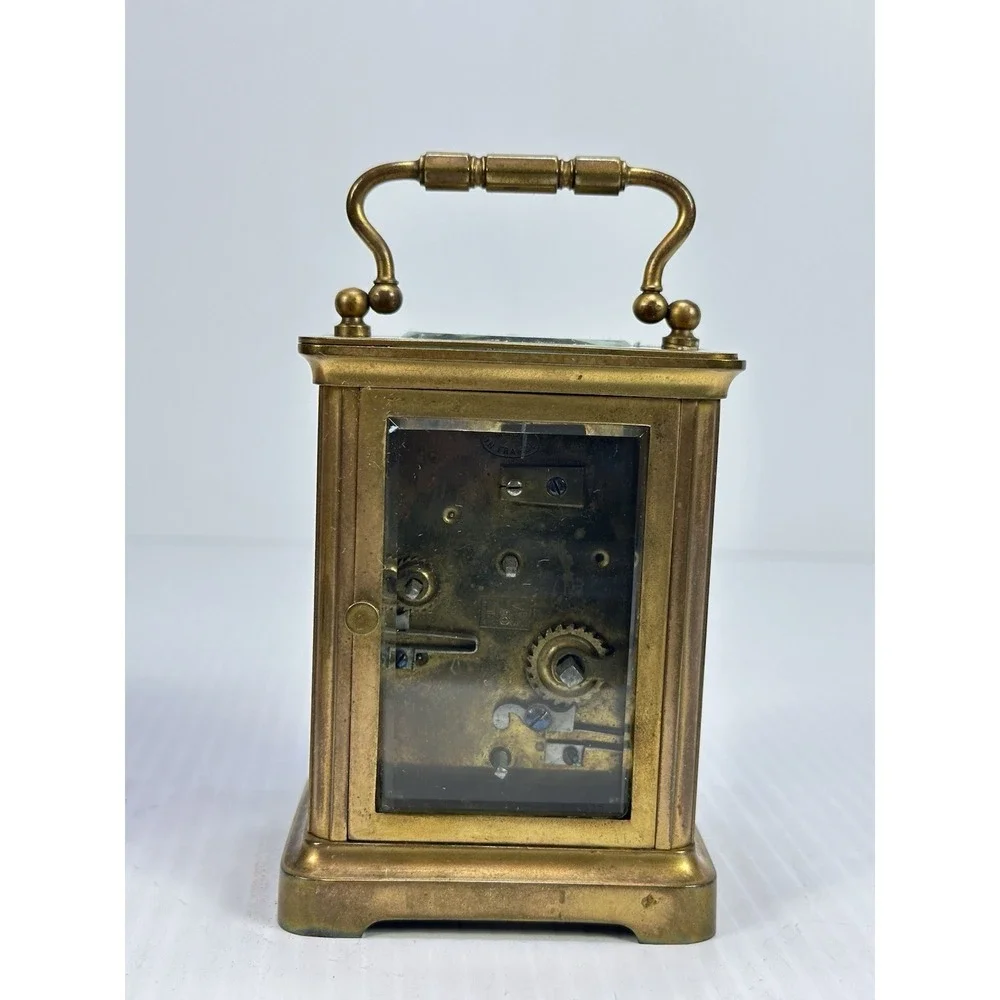 Antique French Carriage Alarm Clock Box Key H&H France Beveled NOT WORKING
